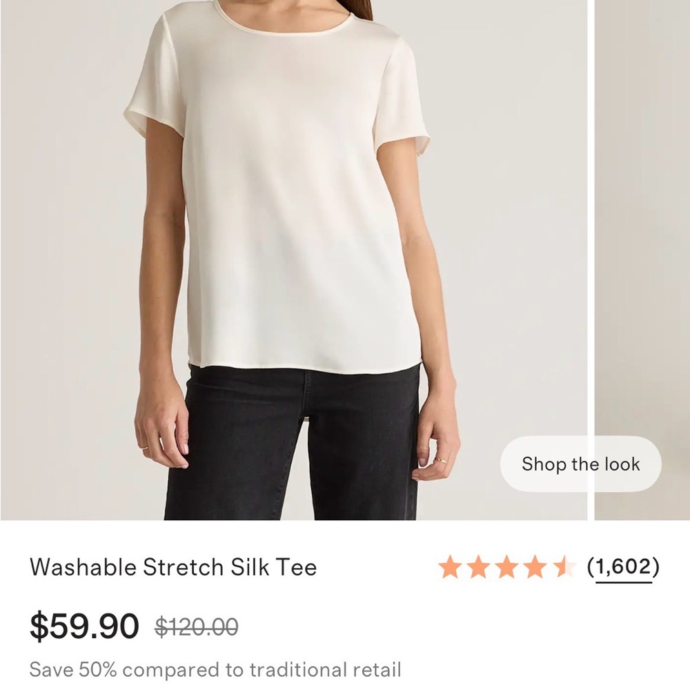 Quince Washable Stretch Silk Tee - Picture 5 of 6